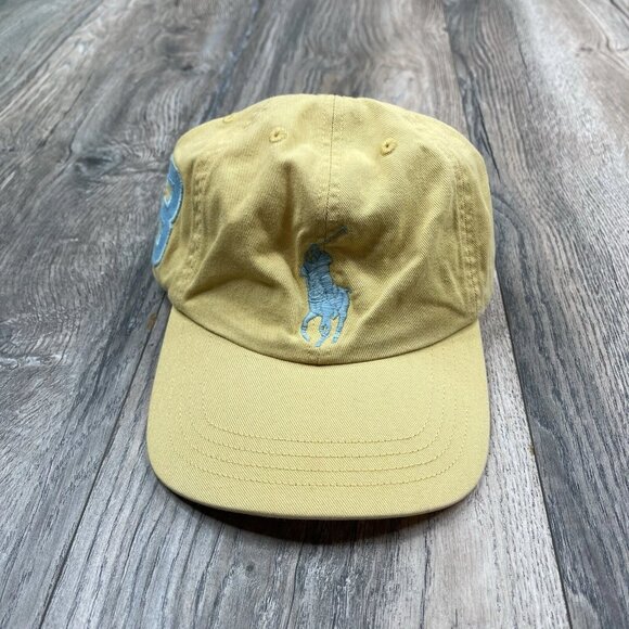 Ralph Lauren Polo Kids Boys Youth Hat Cap Strap Back Yellow Blue Big Pony 8-20 - Picture 1 of 11